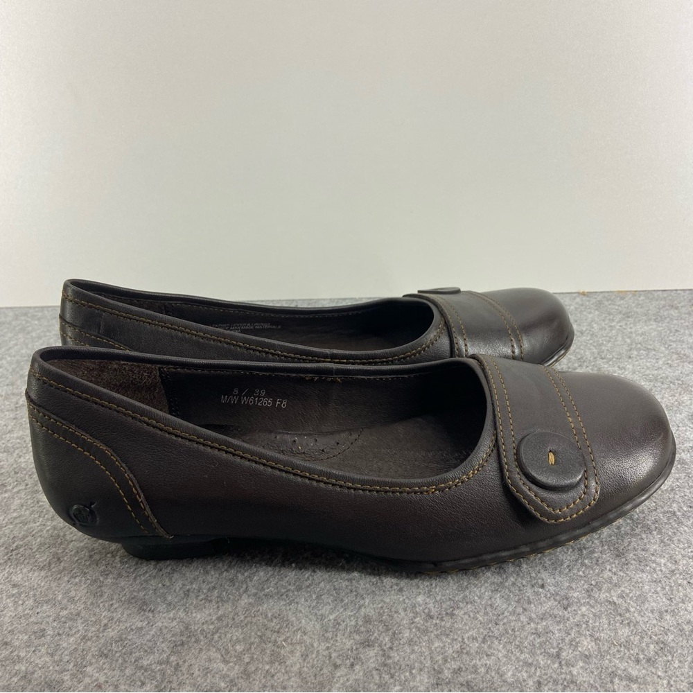 BORN Brown Leather Slip On Flats Pumps Shoes Women’s Size 8